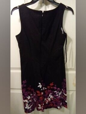 Apt. 9 Black Sleeveless Midi Dress with Purple, White & Red Floral Hem